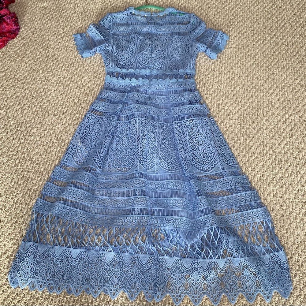MAJE BLUE EMBROIDERED LACE DRESS SIZE 1